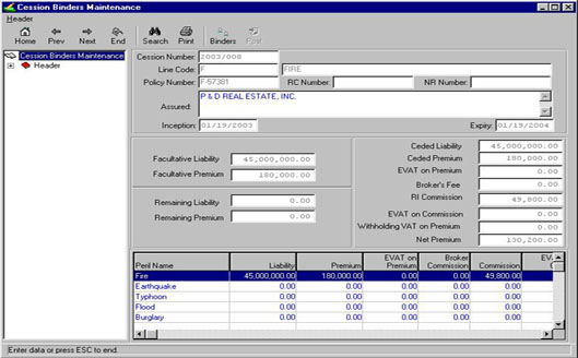 cession Binders Maintenance